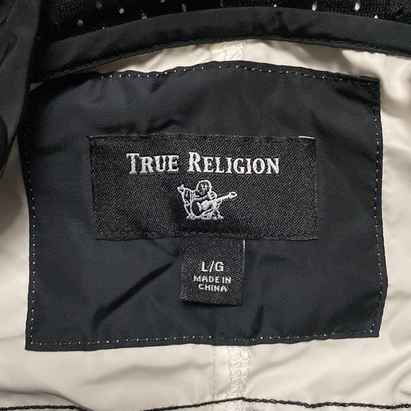🧥 LIKE NEW TRUE RELIGION HALF ZIP BLACK AND WHITE WINDBREAKER MENS SIZE LARGE - Picture 2 of 4